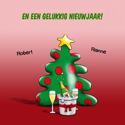 Leuke kerstkaart met olifant en opgeblazen boom 3