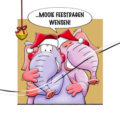Leuke kerstkaart met olifanten, als stripverhaal. 2