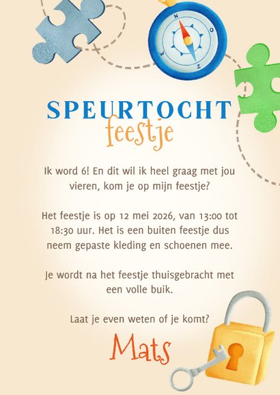 Leuke kinderfeestje kaart speurtocht feestje met foto 3