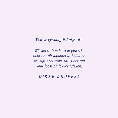 Leuke lila geslaagdkaart petje af 3