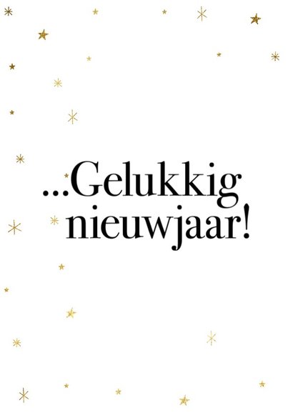 Leuke nieuwjaarskaart met typografie en gouden sterren 2