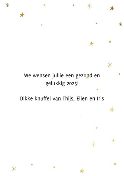 Leuke nieuwjaarskaart met typografie en gouden sterren 3