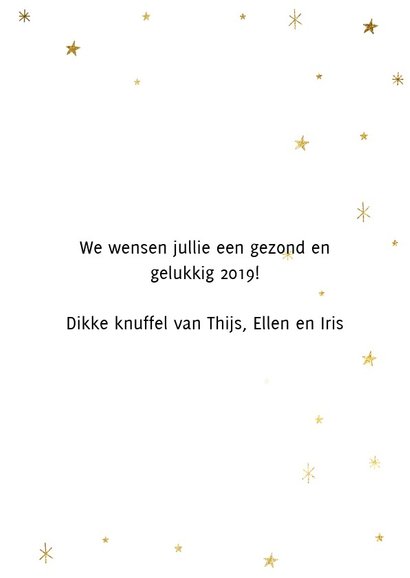 Leuke nieuwjaarskaart met typografie en gouden sterren 3