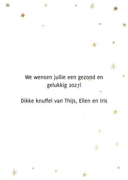 Leuke nieuwjaarskaart met typografie en gouden sterren 3
