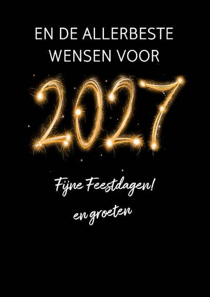 Leuke Nieuwjaarskaart met vuurwerk en sterretjes op zwart 3