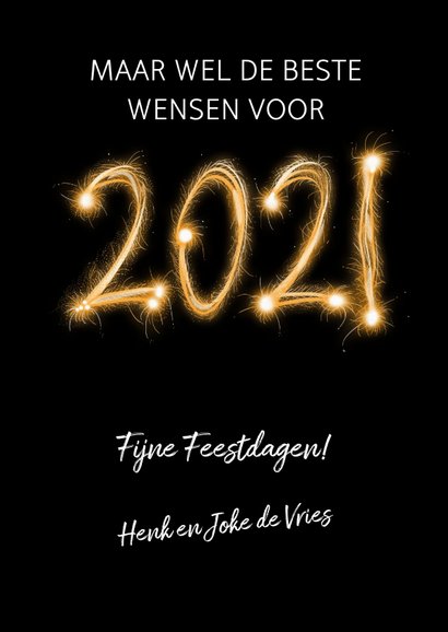 Leuke Nieuwjaarskaart met vuurwerk en sterretjes op zwart 3