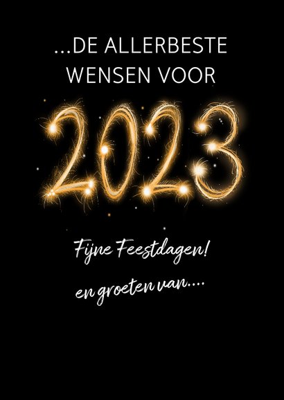Leuke Nieuwjaarskaart met vuurwerk en sterretjes op zwart 3