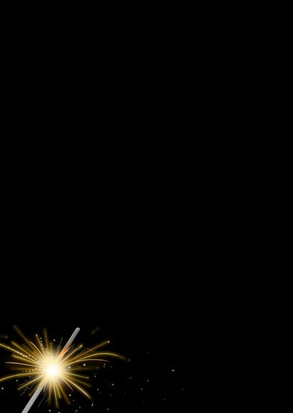 Leuke Nieuwjaarskaart met vuurwerk en sterretjes op zwart Achterkant
