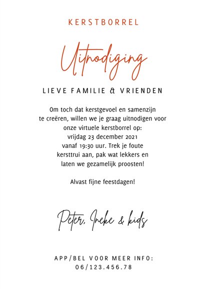 Leuke uitnodiging kerstborrel op afstand met laptop & foto's 3