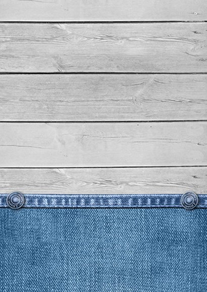 Leuke uitnodiging stempel op denim en hout 2