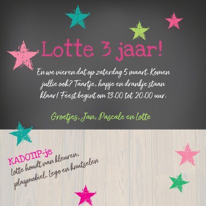 Leuke Uitnoding meisje krijtbord 3