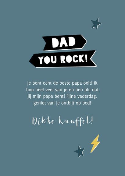 Leuke vaderdag kaart Dad you rock met bliksem en sterren 3