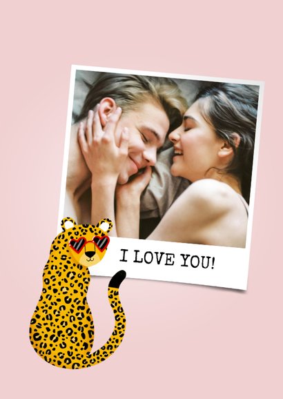 Leuke valentijnskaart met panter I'm wild about you & naam 2