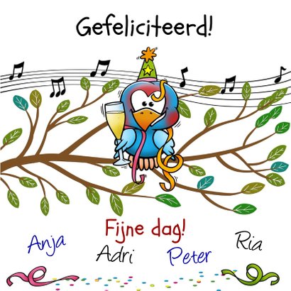 Leuke verjaardag Happy BIRDday vrolijke vogels op tak 3