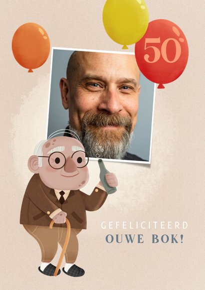 Leuke verjaardagskaart Abraham, humor, ballonnen 50 jaar 2