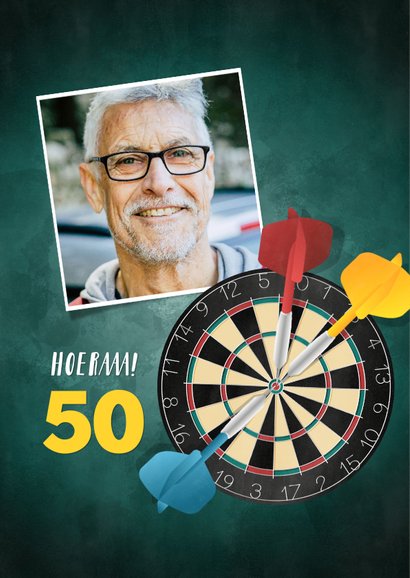Leuke verjaardagskaart darten 50 jaar voor man 2