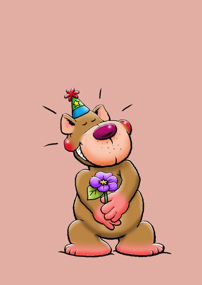 Leuke verjaardagskaart felicitatie met beertje en tekst 2