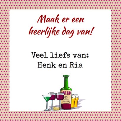 Leuke verjaardagskaart flesje wijn, bier en cocktail 3
