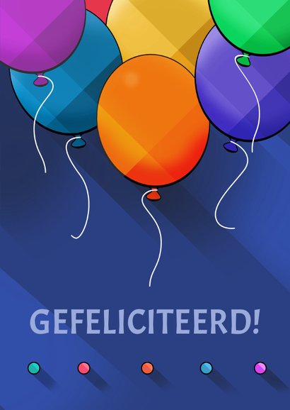 Leuke verjaardagskaart met ballonnen op blauw 3