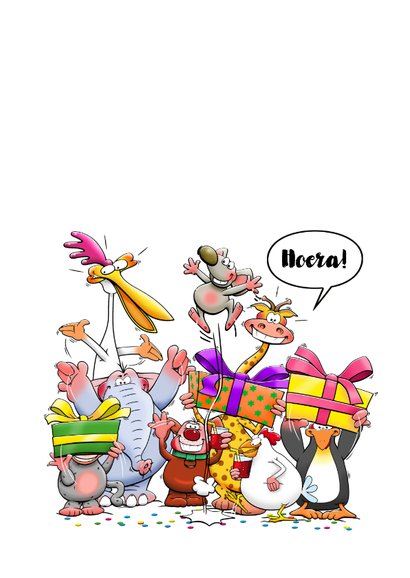 Leuke verjaardagskaart met grappige beesten 2