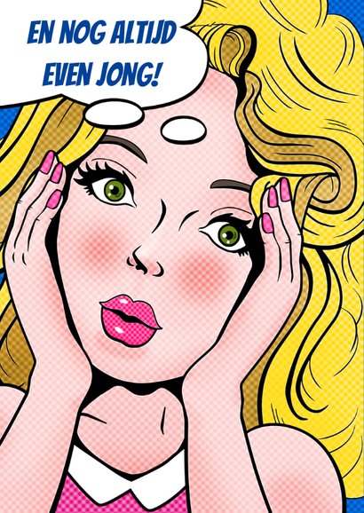 Leuke verjaardagskaart met kopje van een blonde vrouw 2