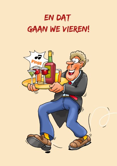Leuke verjaardagskaart met vrouw die een taart omver blaast 3