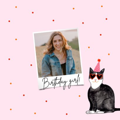 Leuke verjaardagskaart rozepawty animal met kat confetti 2