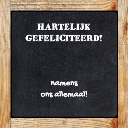 Leuke verjaardagskaart witte teksten op zwart krijtbord 3