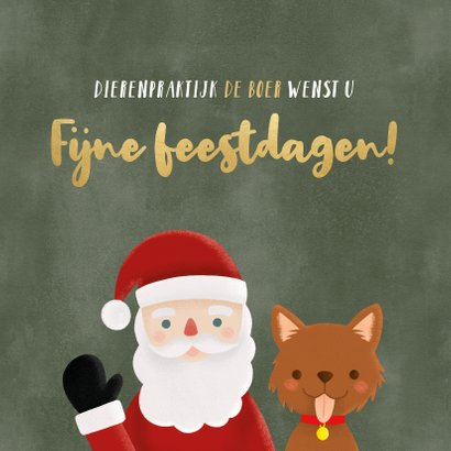 Leuke zakelijke kerstkaart dieren branch kerstman en hondje 2