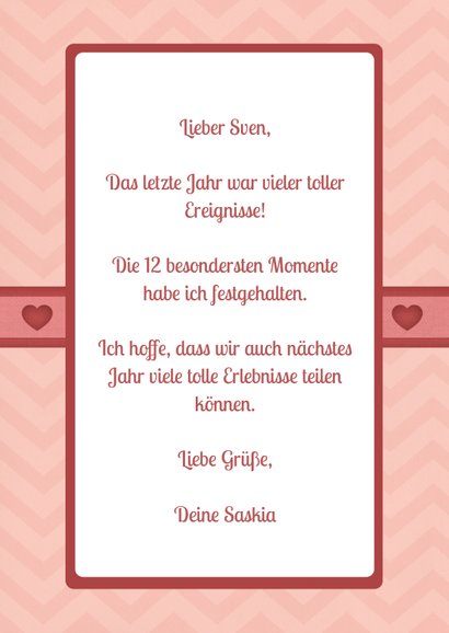 Liebeskarte Holzlook 12 Monate mit Fotocollage 3