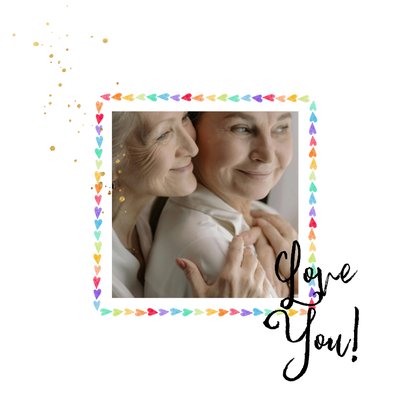 Liedevolle moederdagkaart mama's hartjes regenboog goud 2