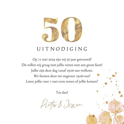 Liedevolle uitnodiging jubileum 50 jaar botanisch goud 3