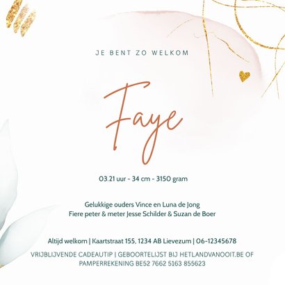 Lief abstract botanisch geboortekaartje 3