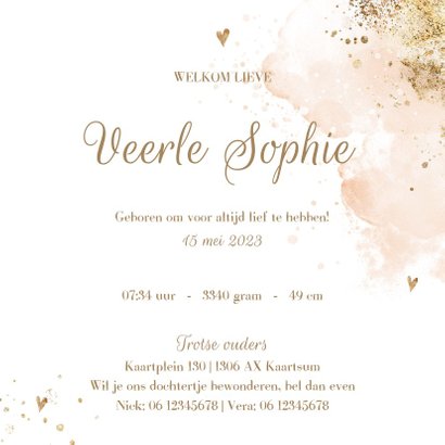 Lief aquarel geboortekaartje meisje 3