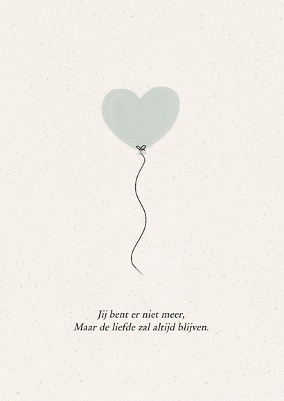 Lief bedankkaartje rouw met blauw ballon hartje 2