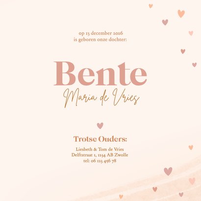 Lief beige geboortekaartje met veulentje en hartjes koper 3