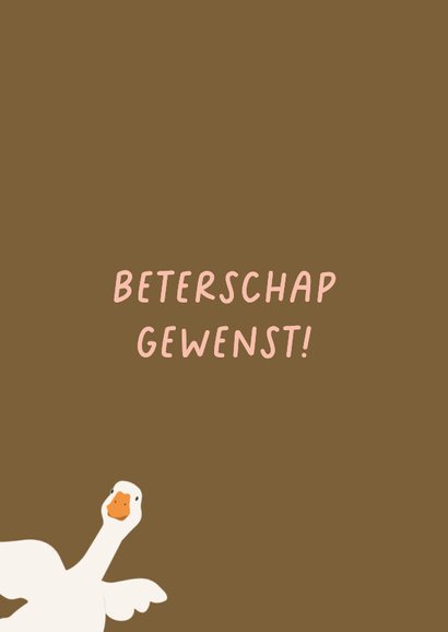 Lief beterschapskaartje gansje met golvend kader 2