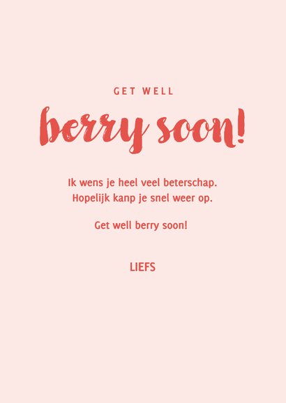 Lief beterschapskaartje met aardbeitjes roze 3
