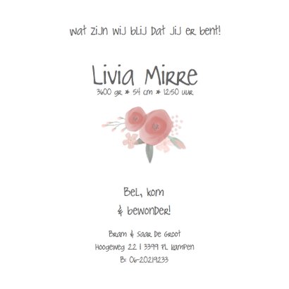Lief Bohemian geboortekaartje met watercolor takjes 3