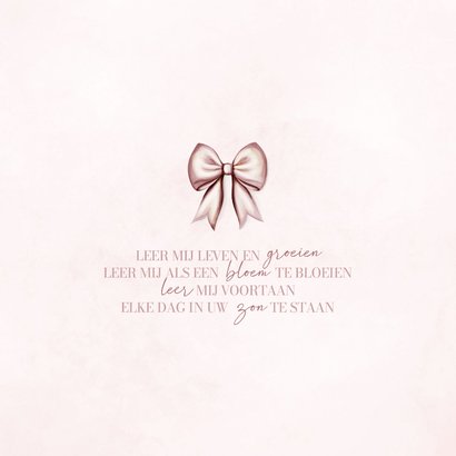 Lief communiekaartje met roze strik waterverf 2