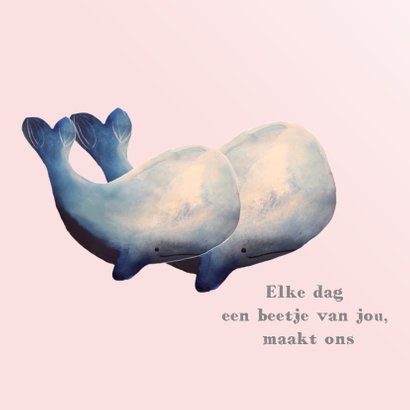 Lief en strak geboortekaartje walvis gezin en baby walvis 2