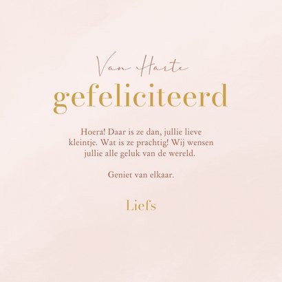 Lief felicitatiekaart met kraanvogel meisje in roze 3