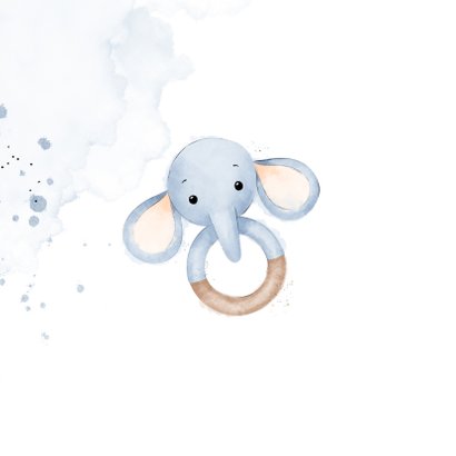 Lief felicitatiekaartje bijtring met blauw olifantje 2