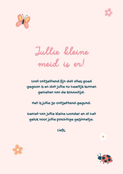 Lief felicitatiekaartje voor geboorte van een dochter 3