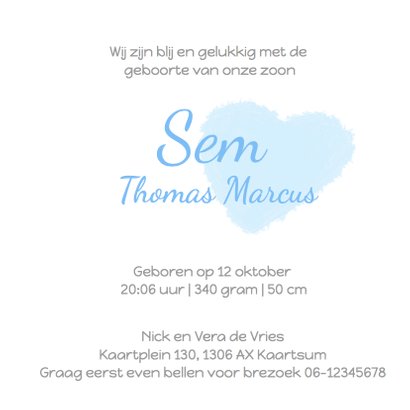 Lief foto geboortekaartje hart jongen 3