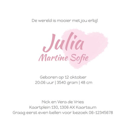 Lief foto geboortekaartje hart meisje 3