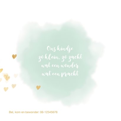 Lief geboortekaart watercolor hartjes 2