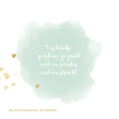 Lief geboortekaart watercolor hartjes 2