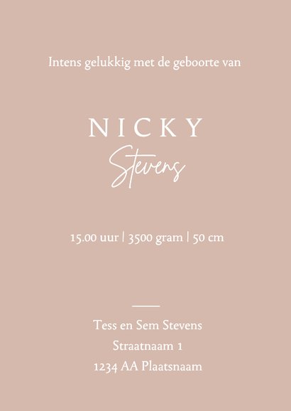 Lief geboortekaartje baby op de rug van ooievaar 3