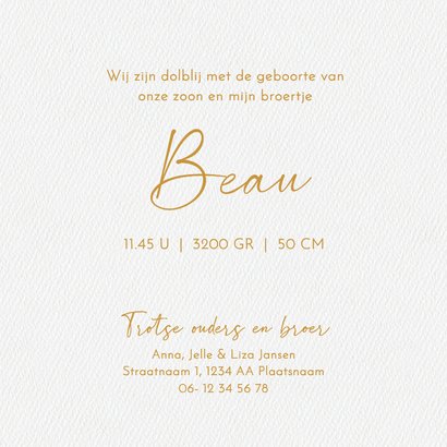 Lief geboortekaartje broe kust liggend baby’tje – goudfolie 3